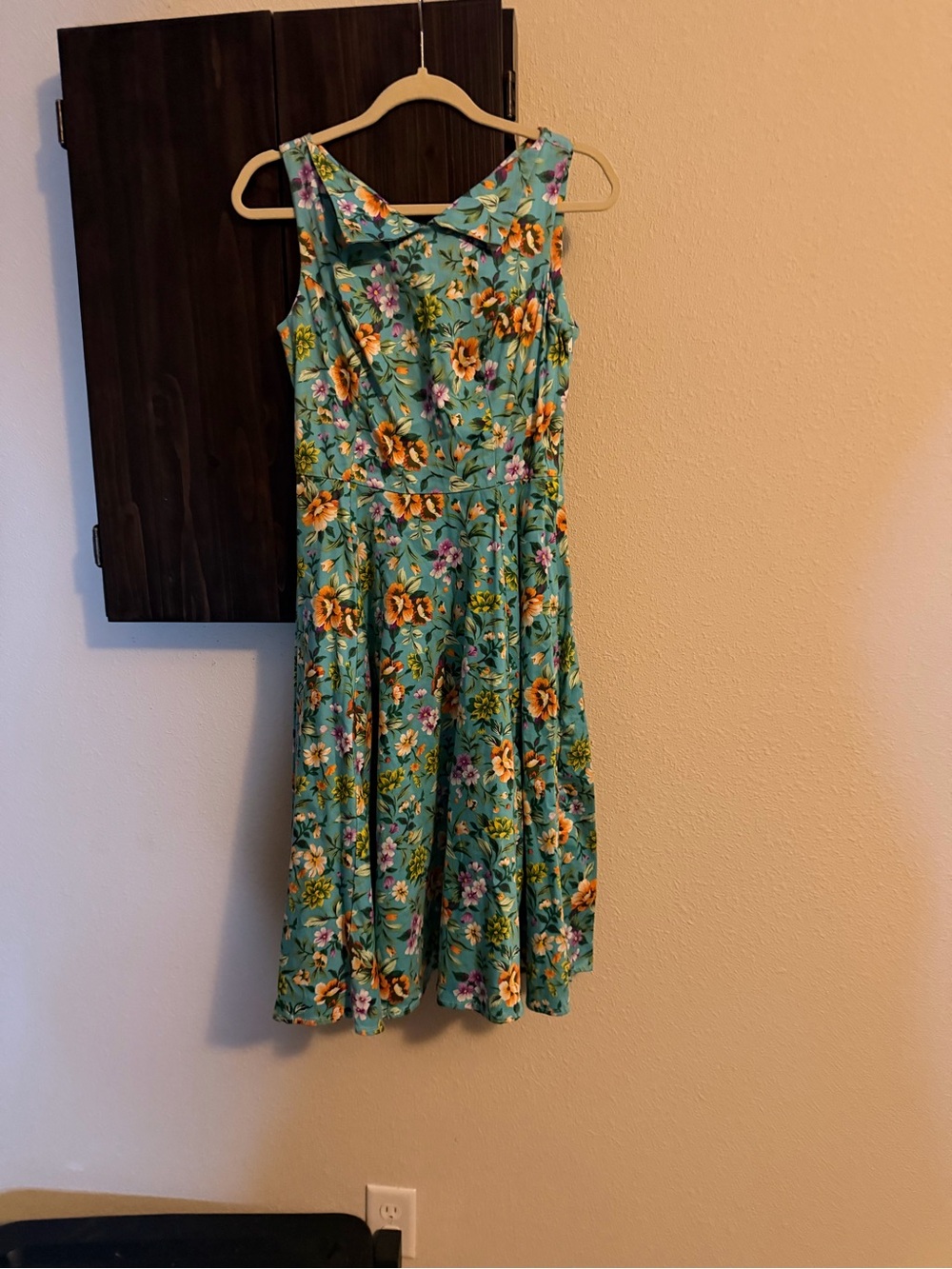 Teal Floral Sleeveless Casual Dress